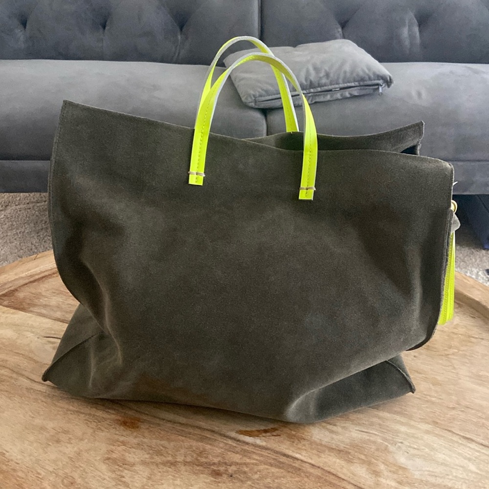 NEW Clare V. Simple Tote in Green Suede